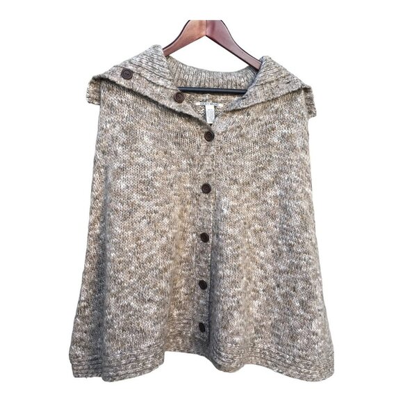 Lucky Brand Tan Knit Mohair Wool Blend Poncho Cape NWOT - Picture 3 of 10